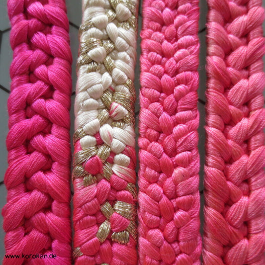 pink weiß Verlaufsfarben Obijime, Seide / Lurex