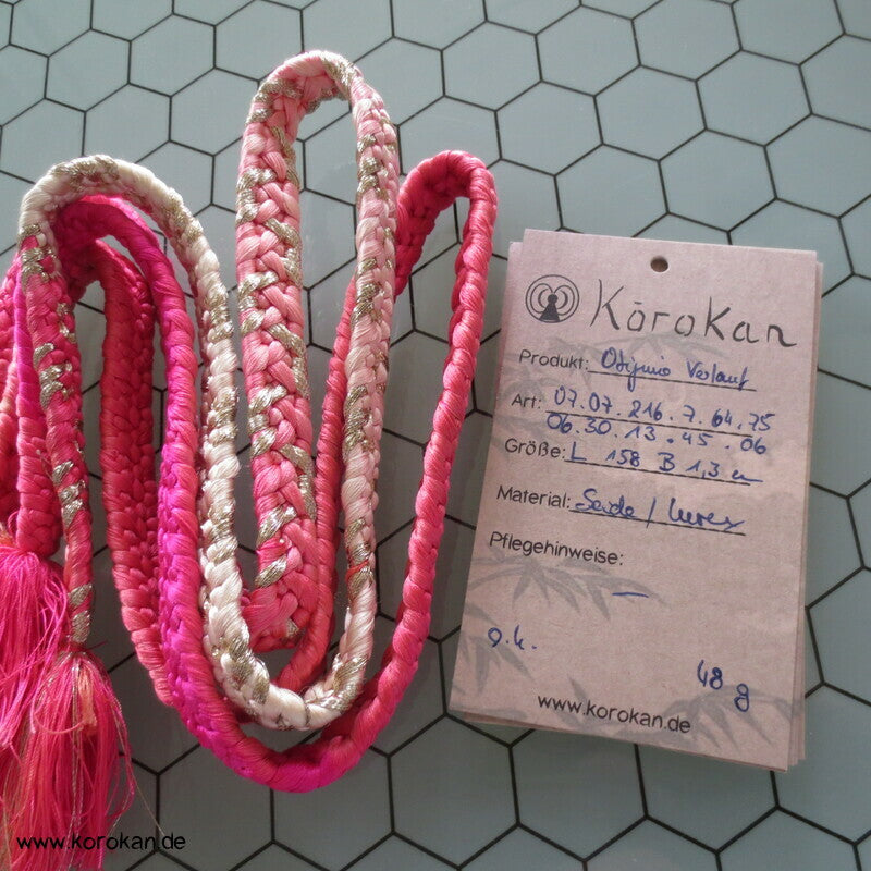 pink weiß Verlaufsfarben Obijime, Seide / Lurex