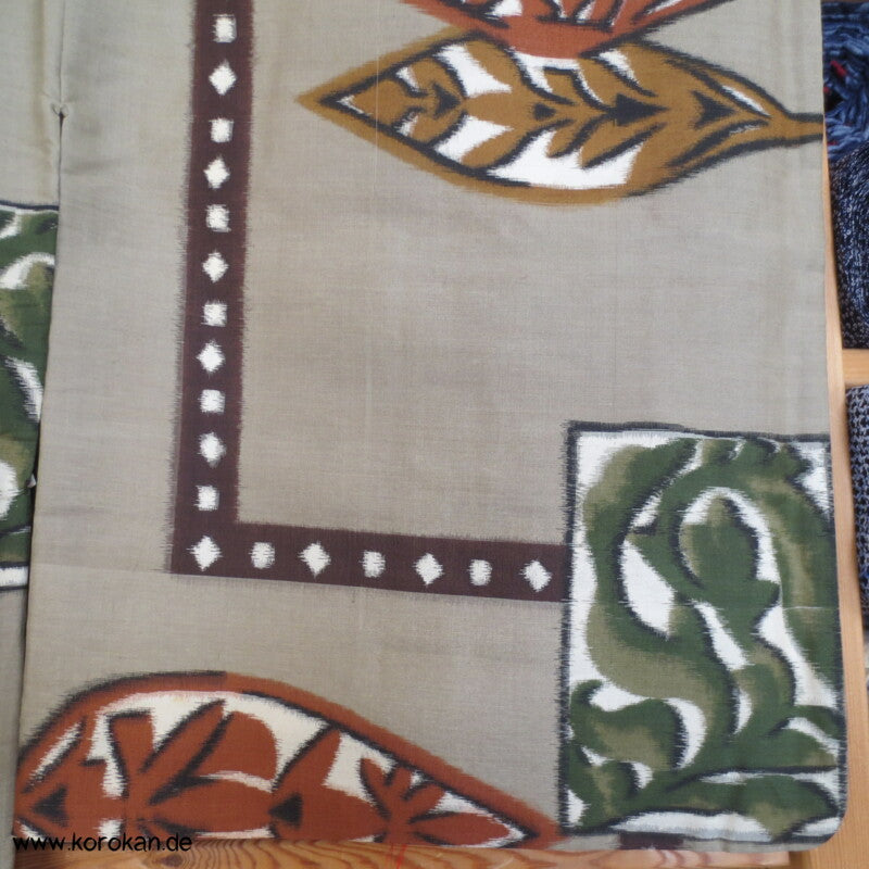 Japan Art Deco Blätter Meisen Seiden Kimono