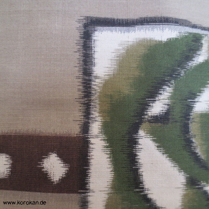 Japan Art Deco Blätter Meisen Seiden Kimono