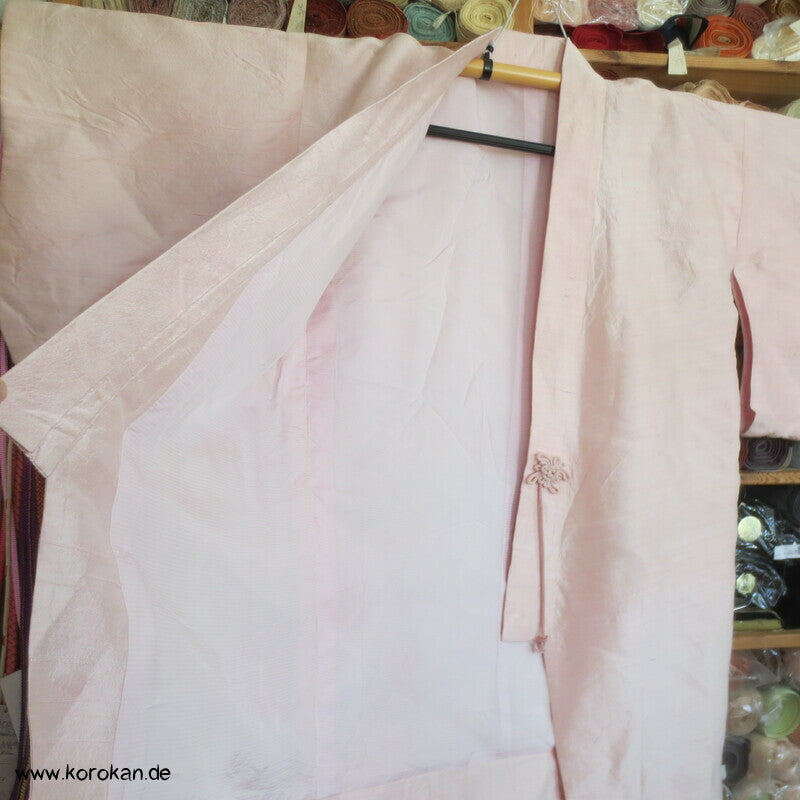 Dochugi Kimono Jacke sakura rosa Wildseiden Tsumugi, lang