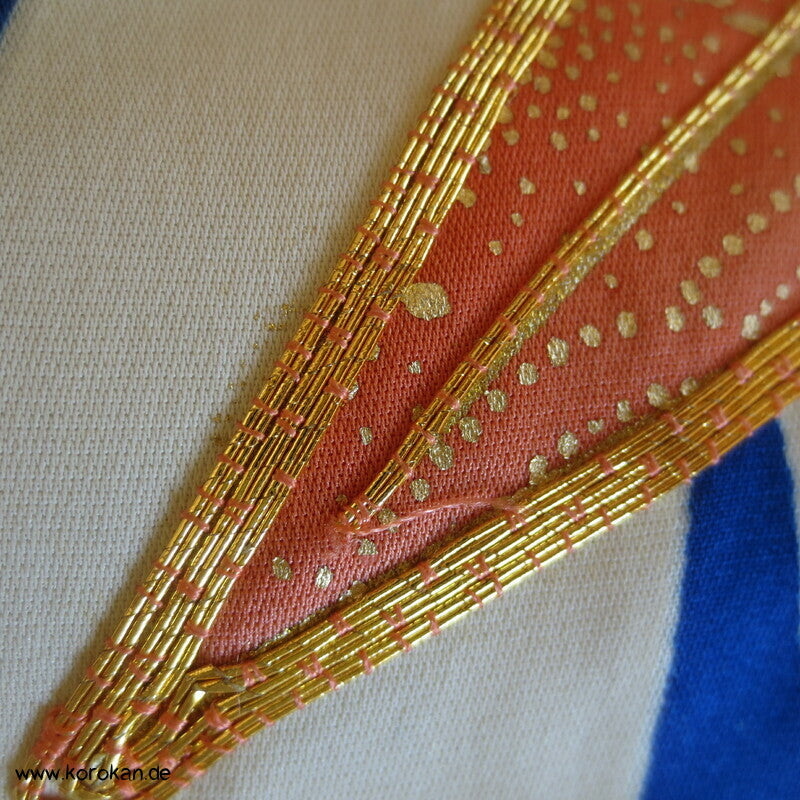 großer Bambus auf kobaltblau Furisode Seiden Kimono
