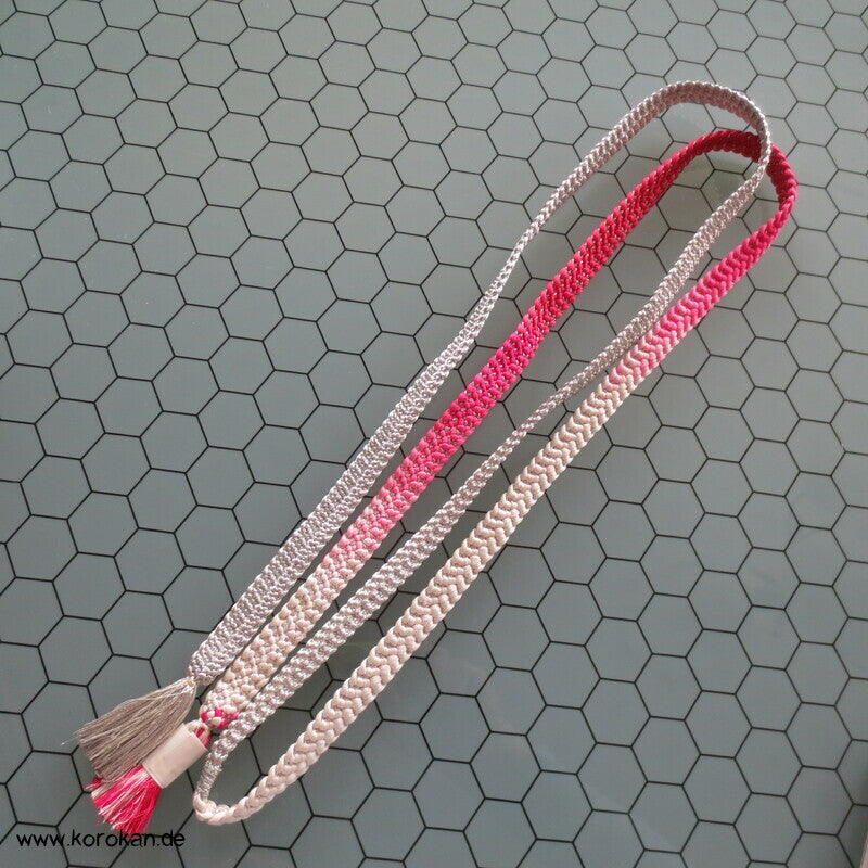 pink silber Obijime, Seide / Lurex,