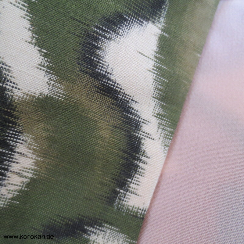 Japan Art Deco Blätter Meisen Seiden Kimono