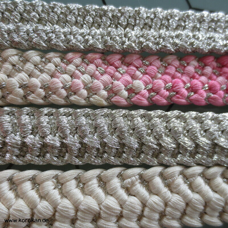 pink silber Obijime, Seide / Lurex,