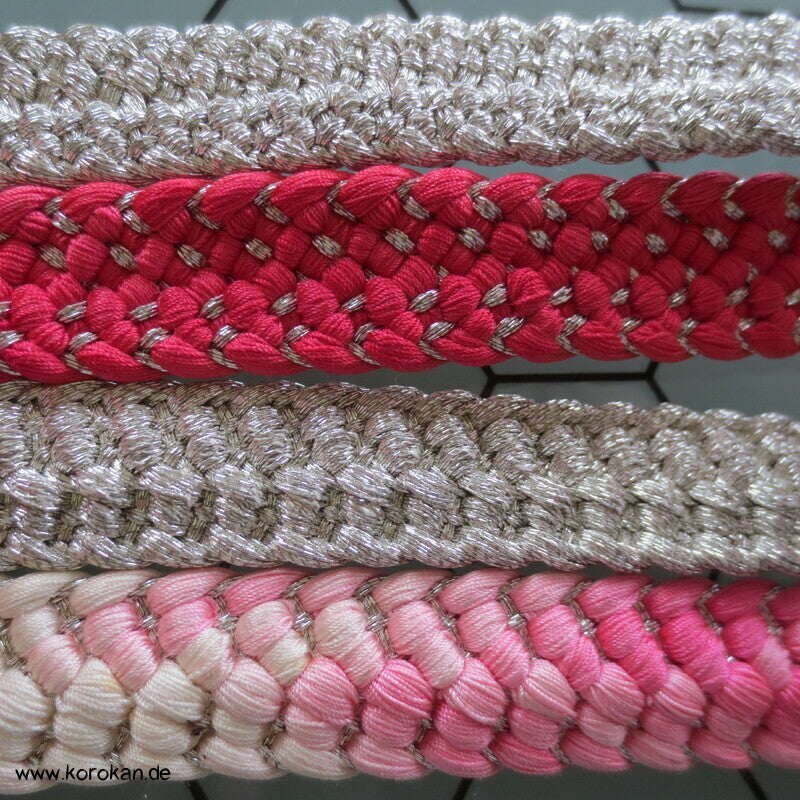 pink silber Obijime, Seide / Lurex,