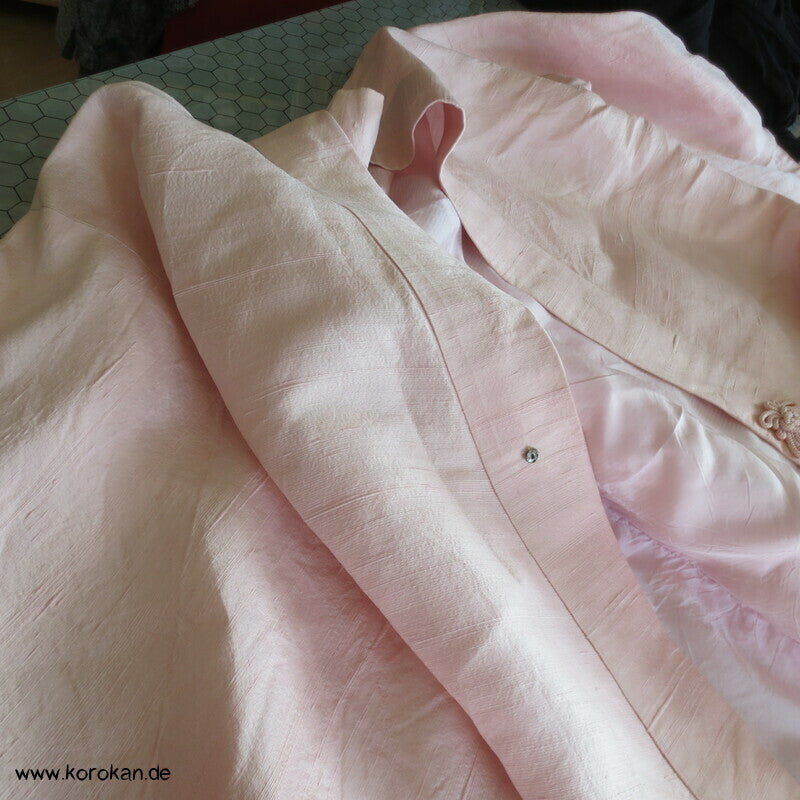 Dochugi Kimono Jacke sakura rosa Wildseiden Tsumugi, lang