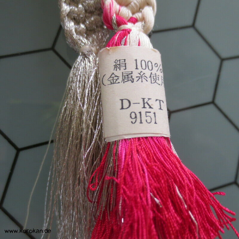 pink silber Obijime, Seide / Lurex,