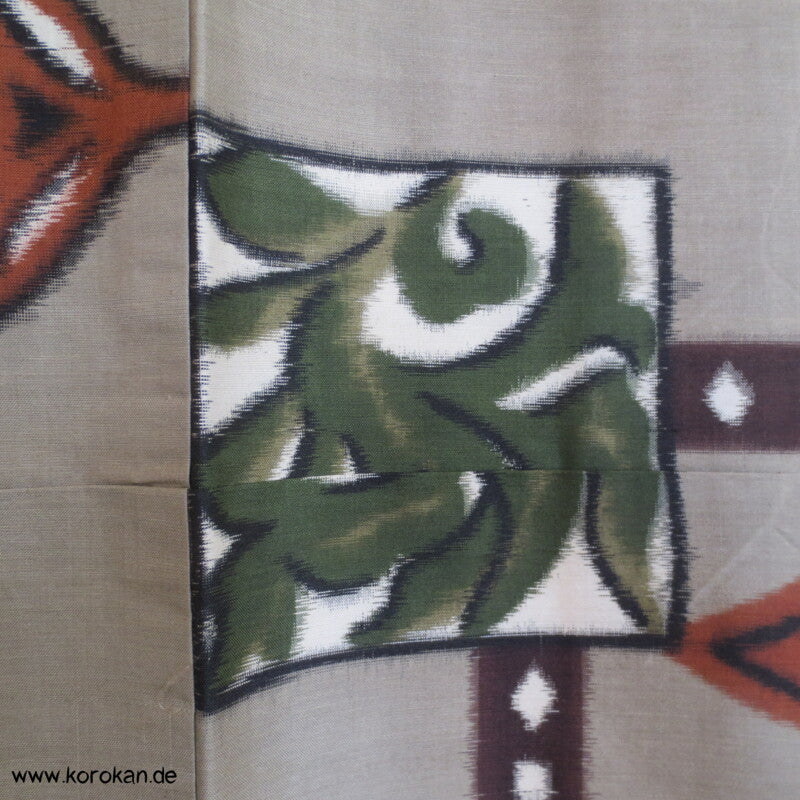 Japan Art Deco Blätter Meisen Seiden Kimono