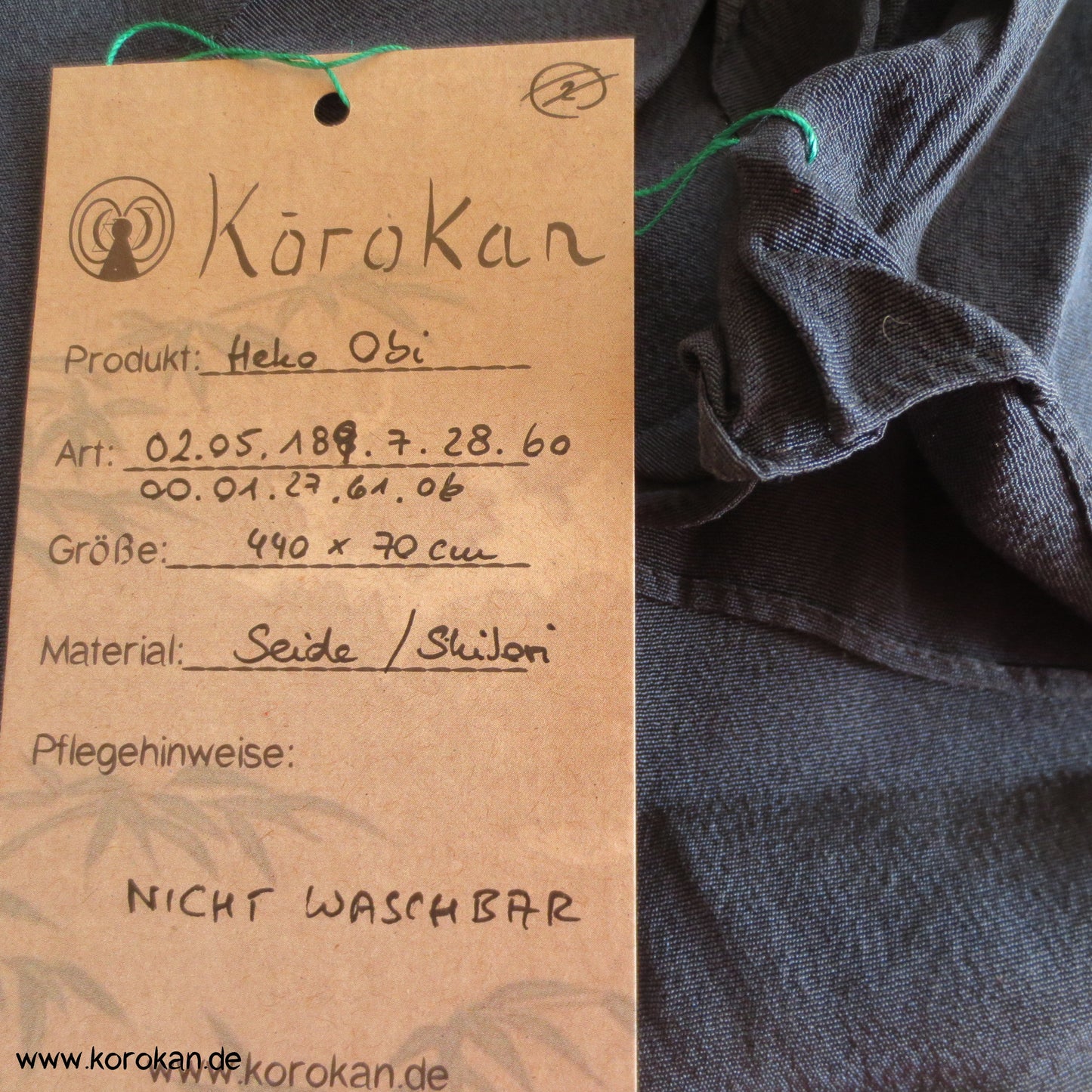 Bambus vor Wellen Shibori Heko Obi - Chirimen Crepe