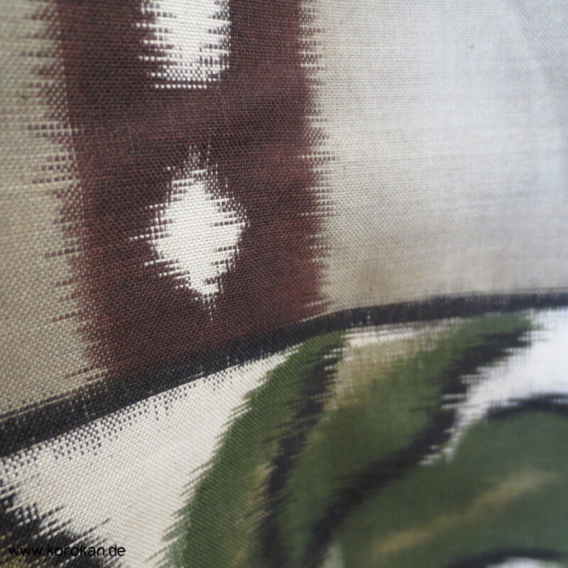 Japan Art Deco Blätter Meisen Seiden Kimono