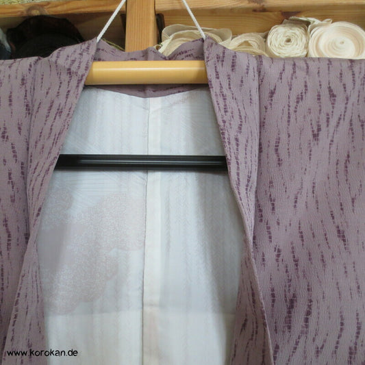 Itajime Shibori Druck Haori Kimono Jacke, Seidencrepe, mit Himo