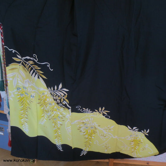 Wisteriaband zitronengelb Tomesode, nur Material