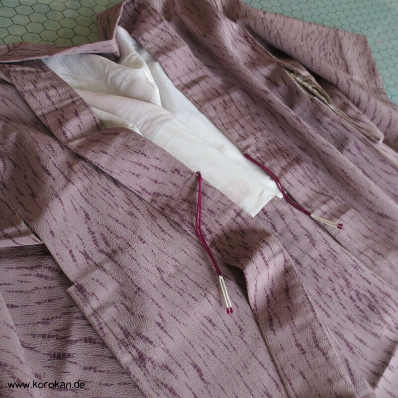 Itajime Shibori Druck Haori Kimono Jacke, Seidencrepe, mit Himo