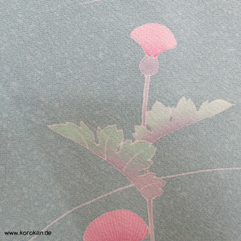 Disteln auf helltürkis Homongi, Seiden Karieba