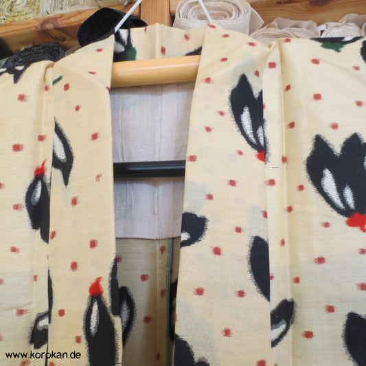 Japan Art Deco abstrakte Blüten Hitoe Meisen Komon Kimono, antik unbenutzt