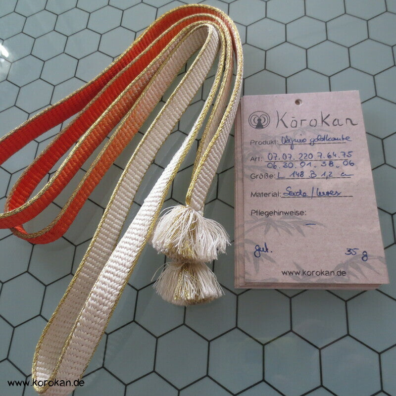 Farbverlauf mit Goldkante Obijime, Seide / Lurex