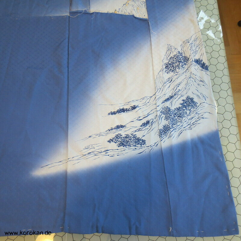 Schneelandschaft goldbestickt Irotomesode Kimono Seiden Karieba