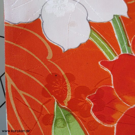 bunte Blumen Polyester Kimono Damast