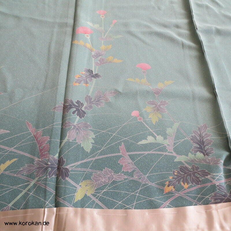 Disteln auf helltürkis Homongi, Seiden Karieba