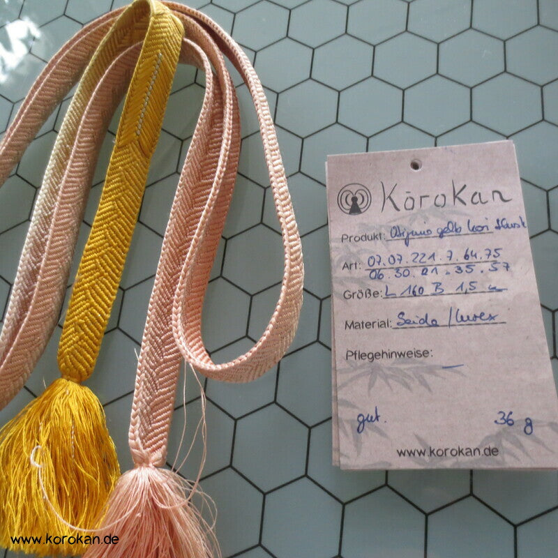 gelb blush Koi Verlauf Obijime, Seide / Lurex