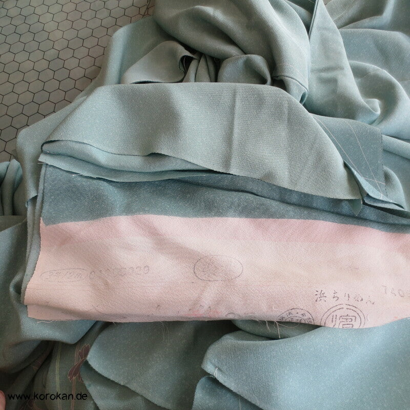 Disteln auf helltürkis Homongi, Seiden Karieba