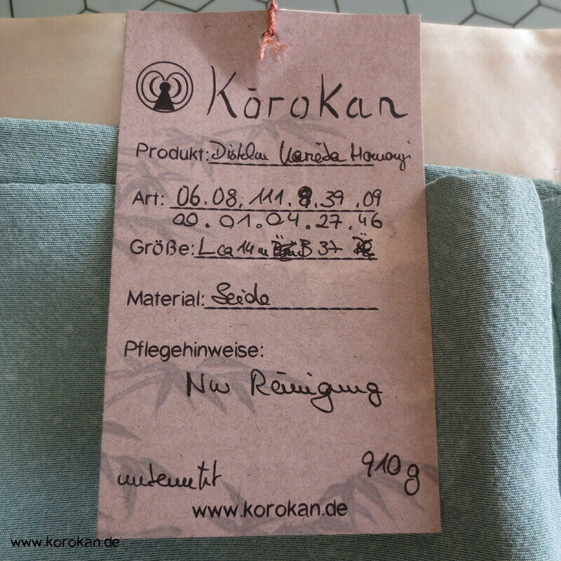 Disteln auf helltürkis Homongi, Seiden Karieba