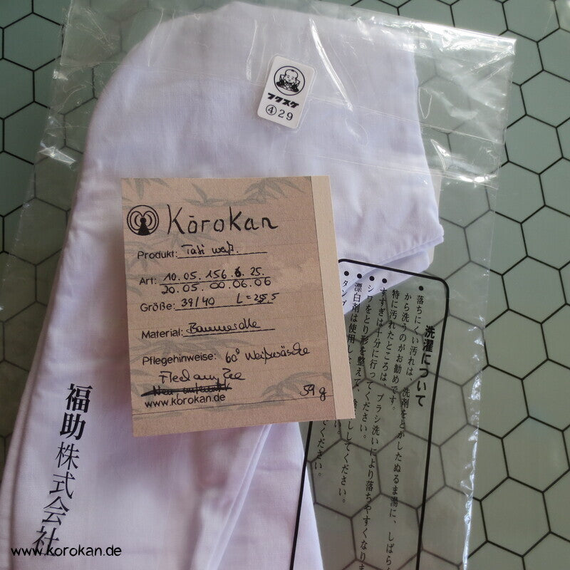 weiße Tabi Socken mit 4 Haken, Gr. 39 / 40