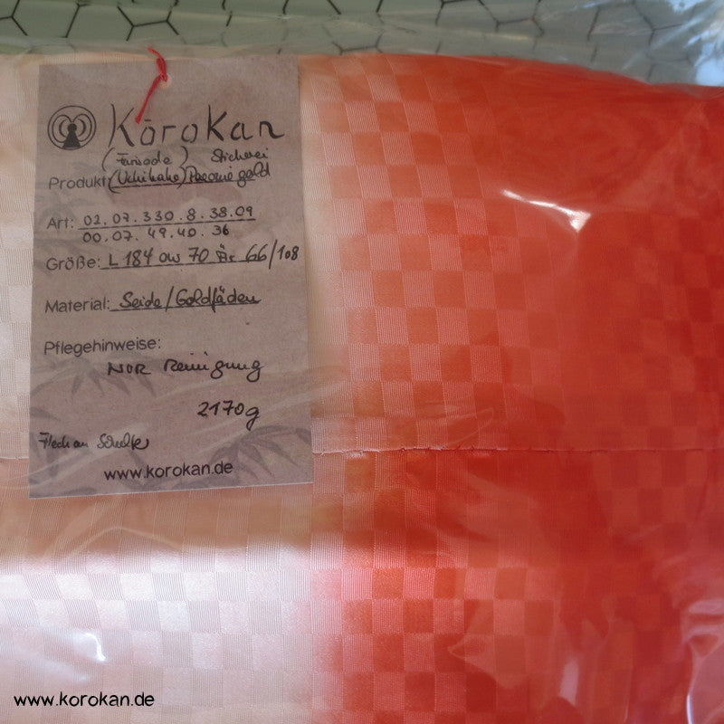 goldene Päonien Stickerei Kakeshita / Furisode Seidendamast Kimono