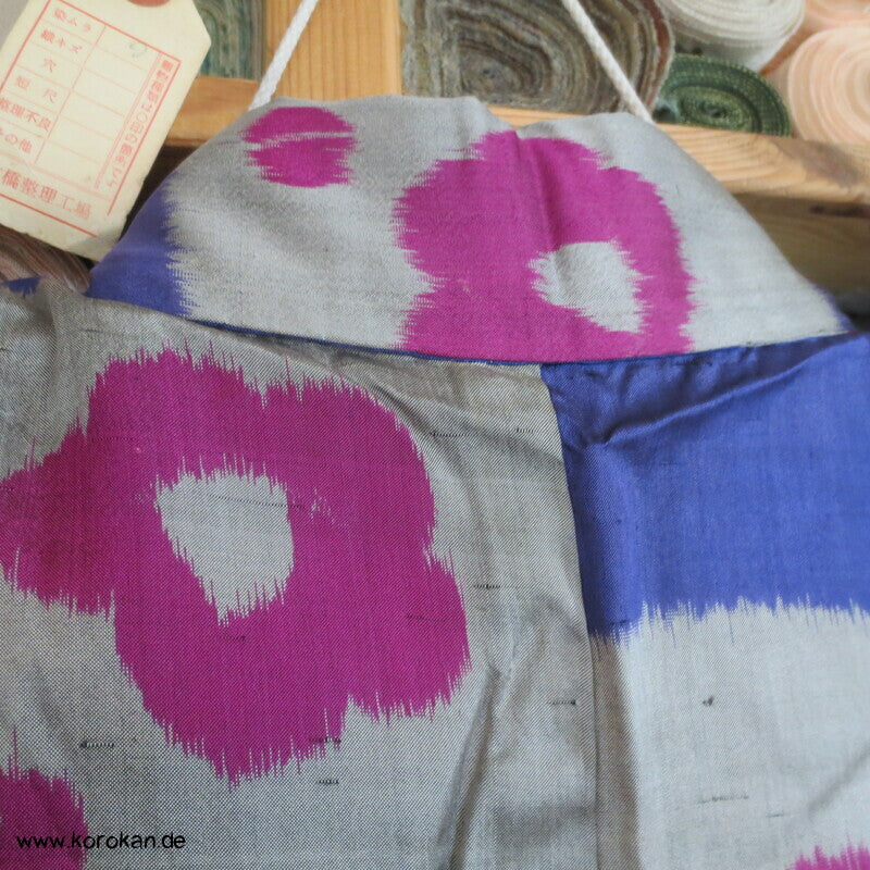 Art Deco Meisen Komon Kimono Ichimatsu Schachbrettkaro mit Blüten