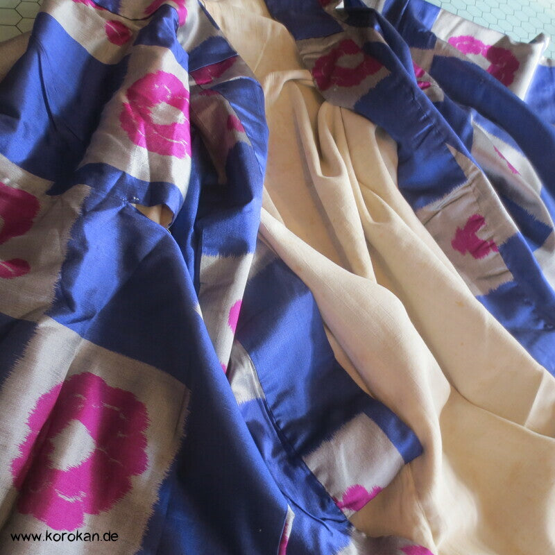 Art Deco Meisen Komon Kimono Ichimatsu Schachbrettkaro mit Blüten
