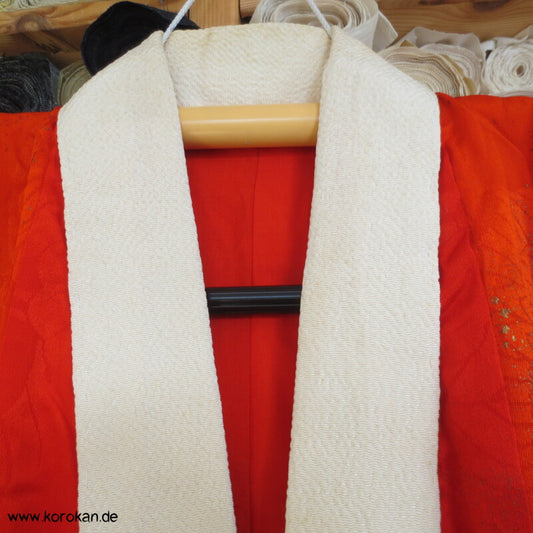 hellrote Kranich Seide, Golddruck Juban , defekt