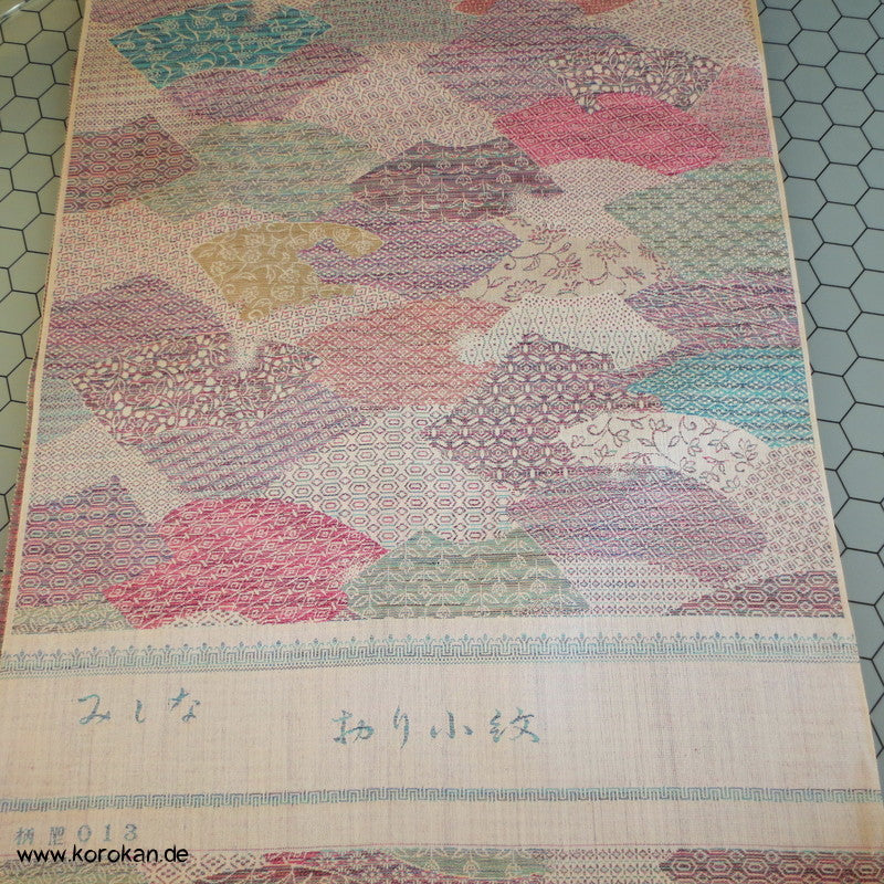 Jigami Fächer Patchwork Kimono Wolljacquard
