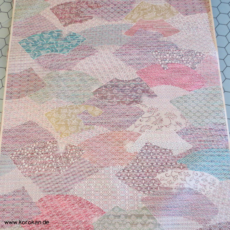Jigami Fächer Patchwork Kimono Wolljacquard