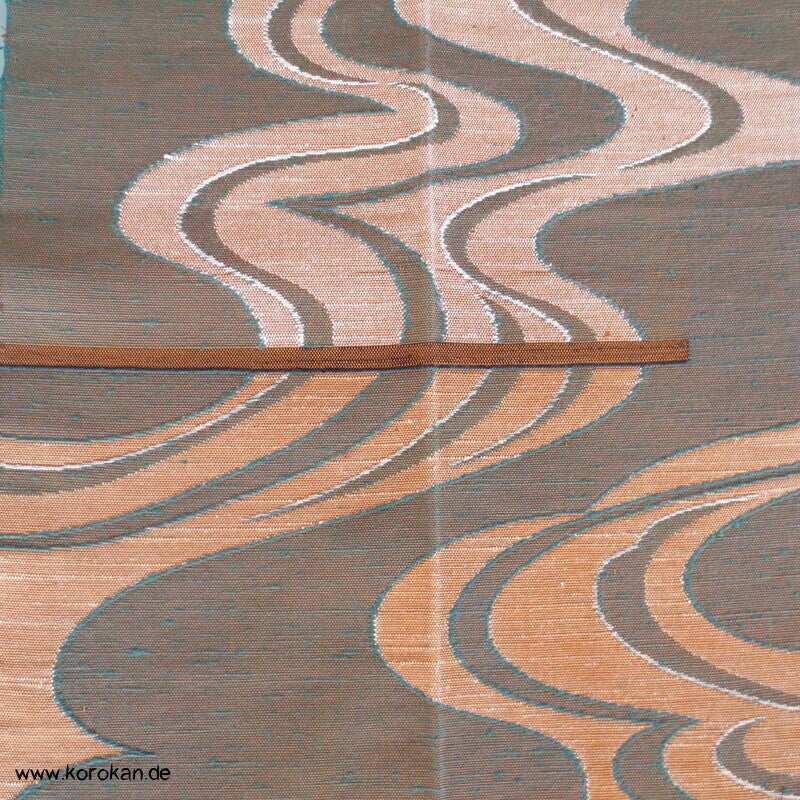 Fluss in beige grün auf braun Obi Seidenbrokat