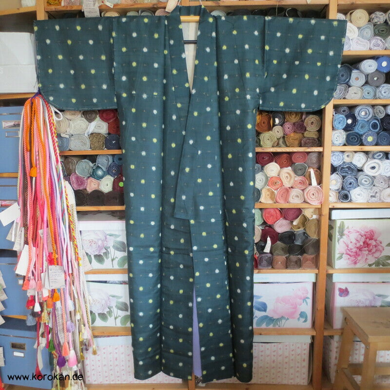 Meisen Komon Kimono Punkte in blaugrün