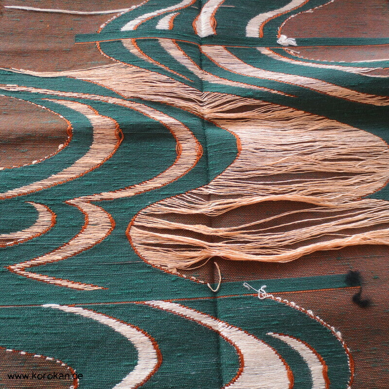 Fluss in beige grün auf braun Obi Seidenbrokat