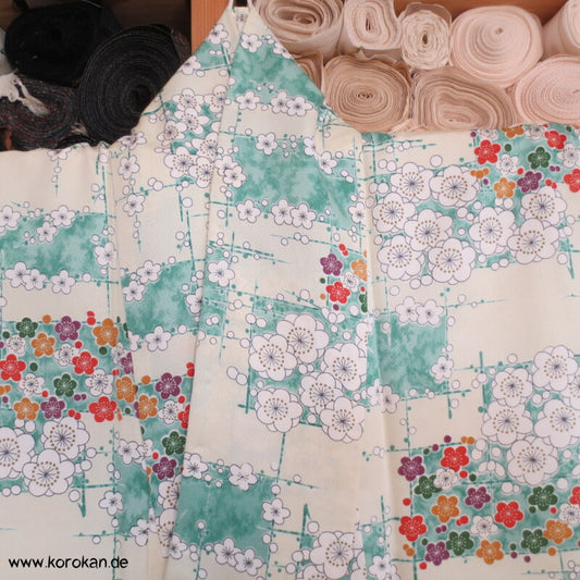 bunte Ume Pflaumen Blüten Komon Kimono