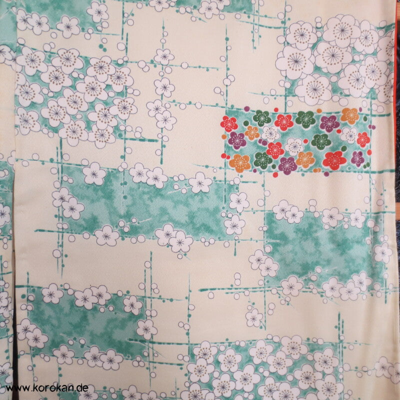 bunte Ume Pflaumen Blüten Komon Kimono