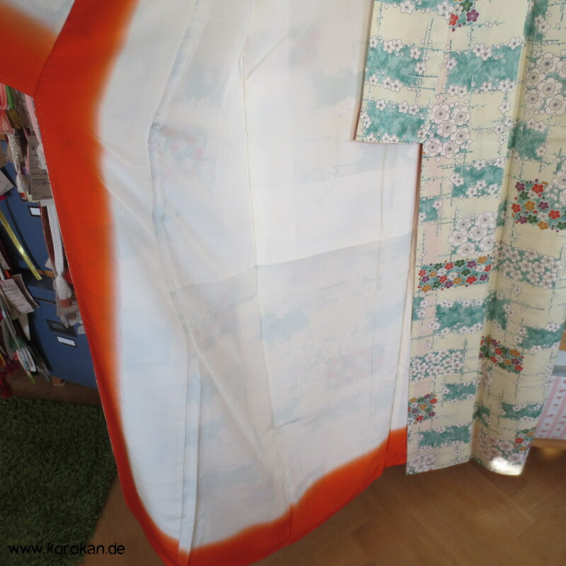 bunte Ume Pflaumen Blüten Komon Kimono