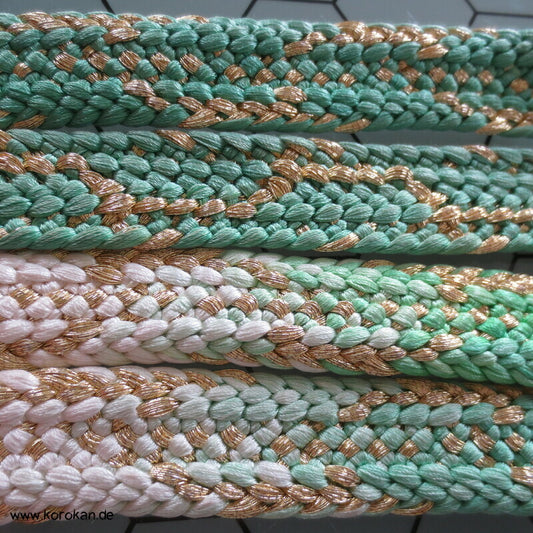 goldenes Kikko in grüntürkis Obijime, Seide / Lurex