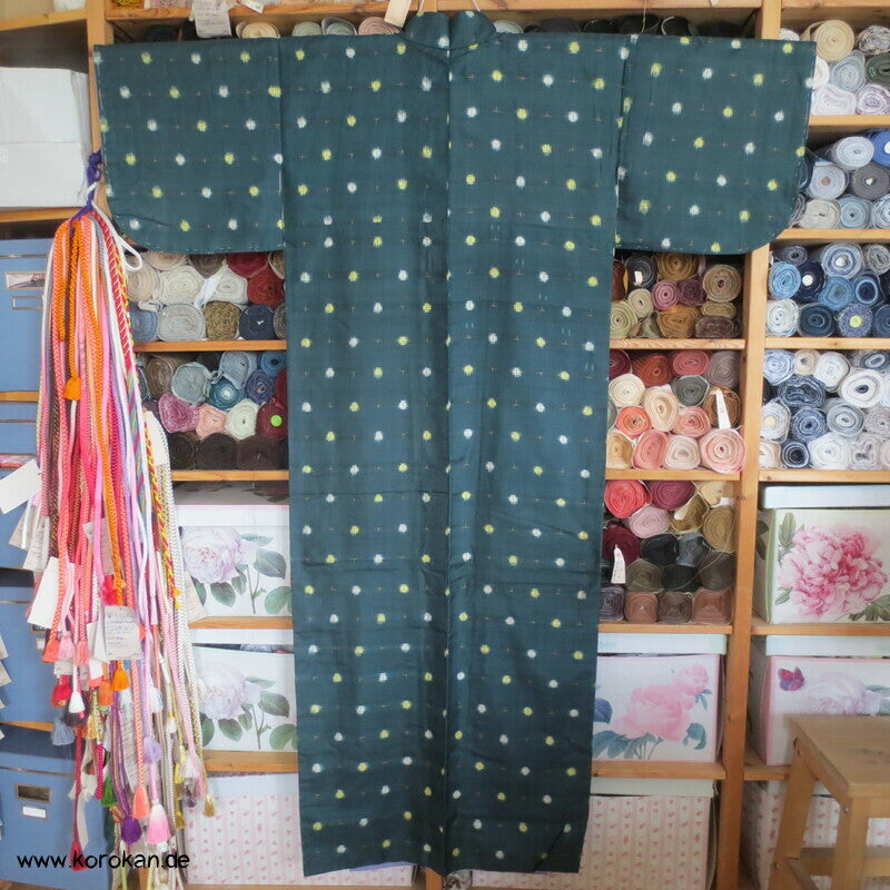 Meisen Komon Kimono Punkte in blaugrün