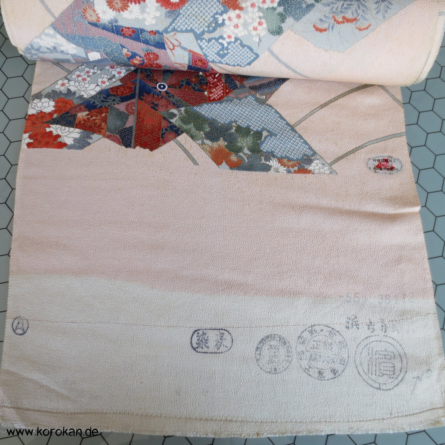 Shikishi Druck mit Bändern Kimono Seidenstoff