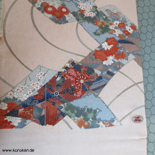 Shikishi Druck mit Bändern Kimono Seidenstoff