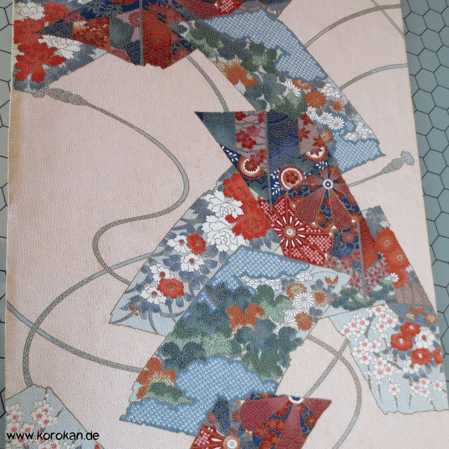 Shikishi Druck mit Bändern Kimono Seidenstoff
