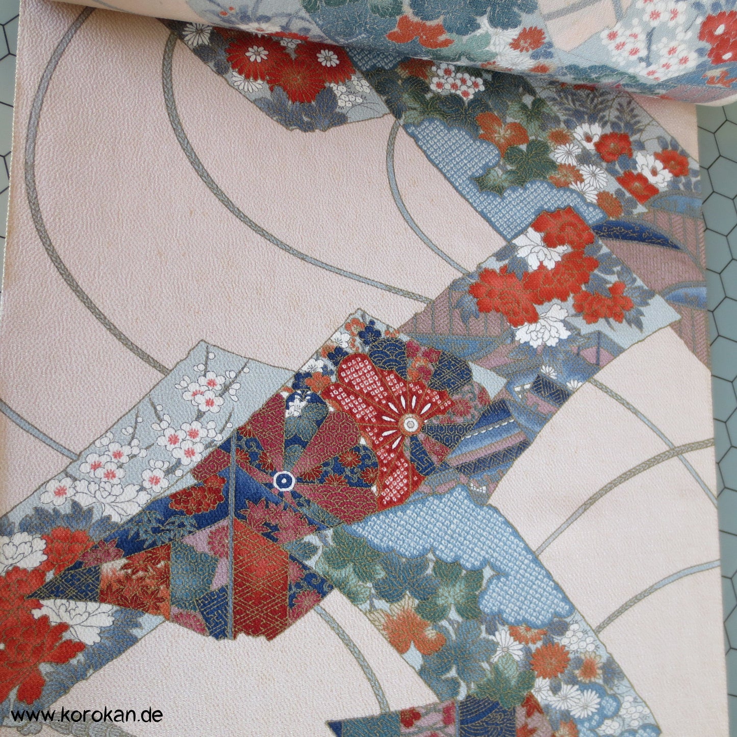 Shikishi Druck mit Bändern Kimono Seidenstoff