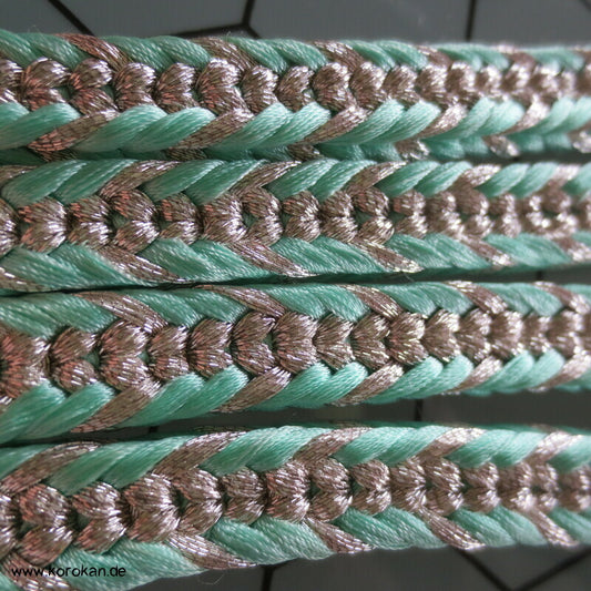 mint - silber Obijime, Seide / Lurex, rechteckig