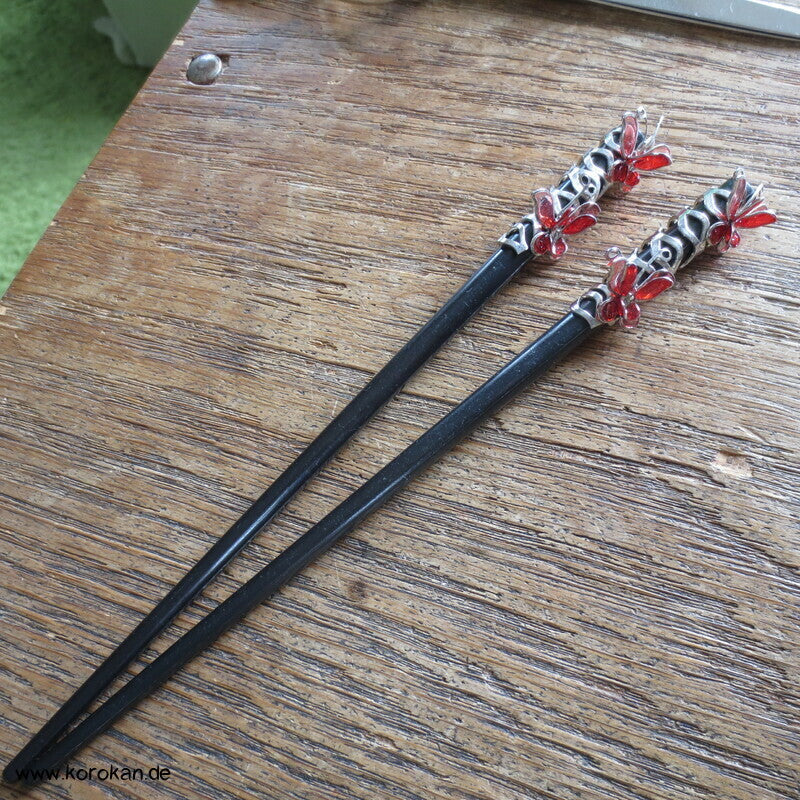Cho Cho Haarstab, schwarz hellrot silber