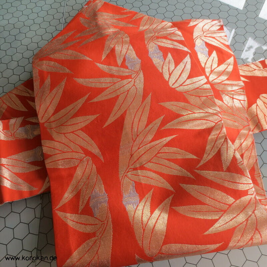 Bambus auf orange Nagoya Obi