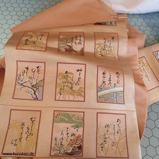 Karuto Karten Fukuro Obi Seidenbrokat Kimonogürtel